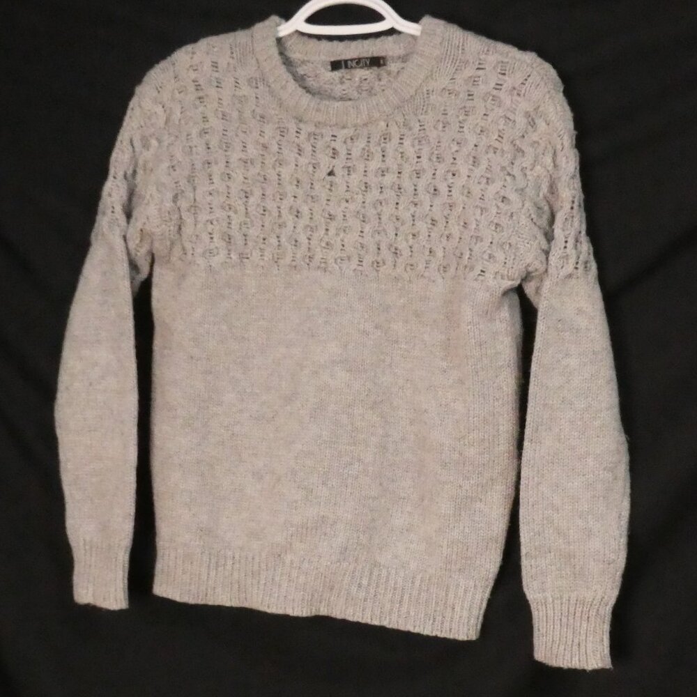 INCITY Women size 46 Grey Cable Knit Sweater With Textured Cable Knit Pattern